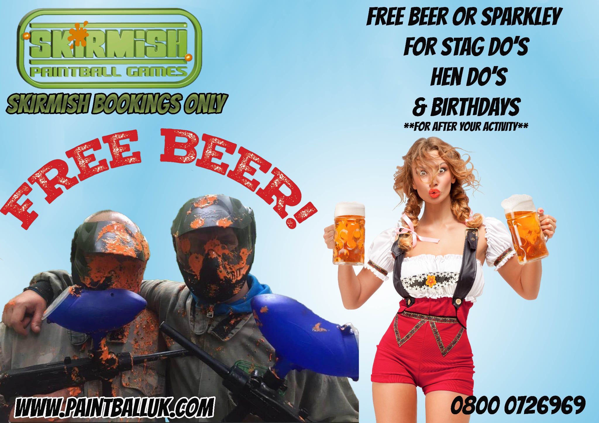 Free Beer at Skirmish Paintball